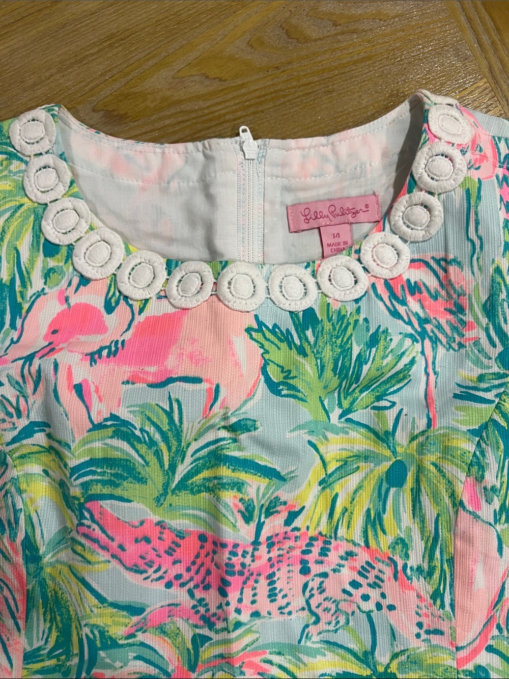 Lilly Pulitzer Girls Pink, Aqua & Green Tropical Flamingo Dress